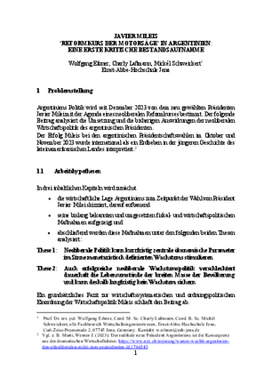 Publikation (Estonian Discussions on Economic Policy): Javier Milei's “Reformkurs der Motorsäge” in Argentinien: eine erste kritische Bestandsaufnahme