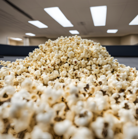 Blick auf leckeres Popcorn beim Hörsaalkino (​AI-generiert)