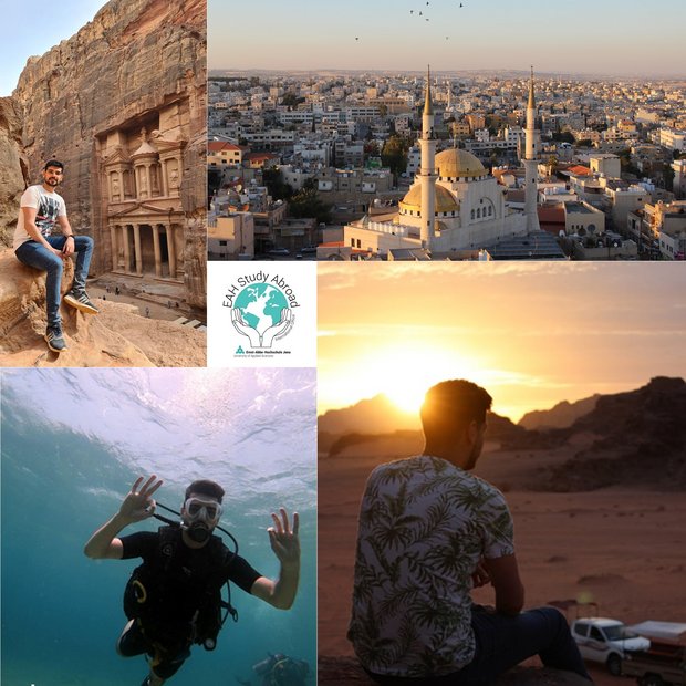 Collage mit Bildern aus Jordanien