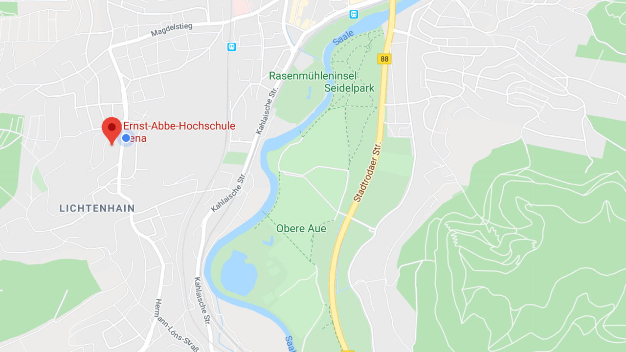 Screenshot Google-Maps-Karte Jena und EAH
