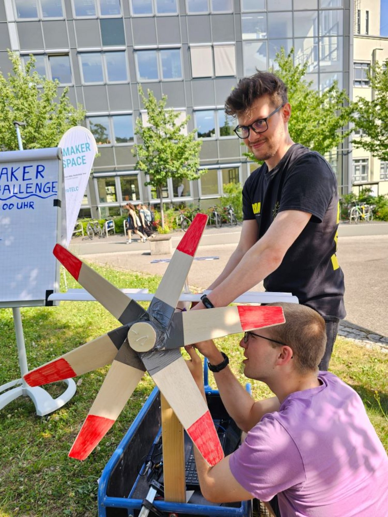 Vorbereitung für die Challenge mit Windenergiegewinnung