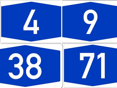 Schilder der Autobahnen um Jena