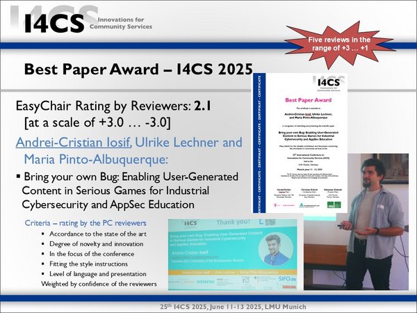 I4CS2025 Best Paper Award