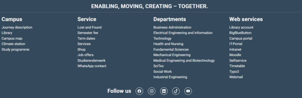 Footer EAH website