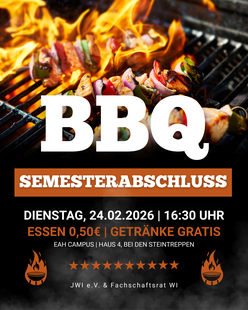 Einladung zum Semesterabschlussgrillen/-braten des WiSe 2025/26 vom JWI und FSR WI