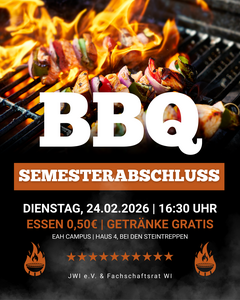 Einladung zum Semesterabschlussgrillen/-braten des WiSe 2025/26 vom JWI und FSR WI