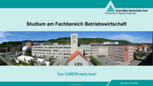 Begrüßungsfolie mit Foto der Ernst-Abbe-Hochschule Jena