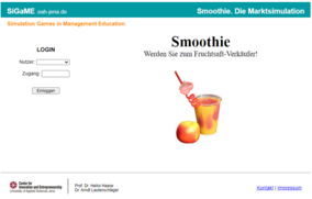 Website der rechnergestützten Unternehmenssimulationen (Planspiele) SiGaME - Simulation Games in Management Education des Centers for Innovation and Entrepreneurship