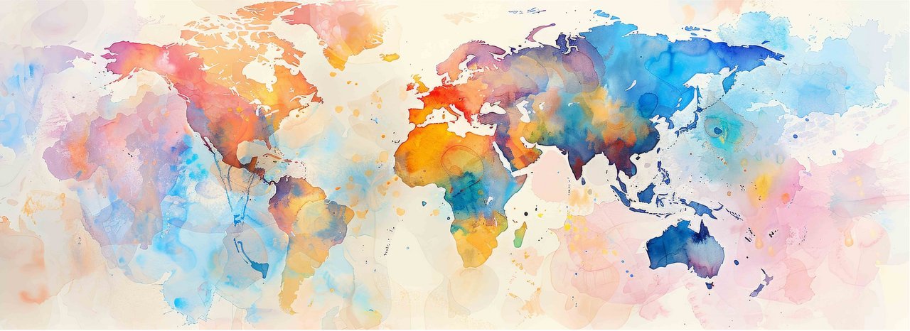 Weltkarte in Wasserfarbe