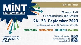 Informationen zum 3. MINT-Festival vom 26. bis 28. Septmeber 2023 in Jena.