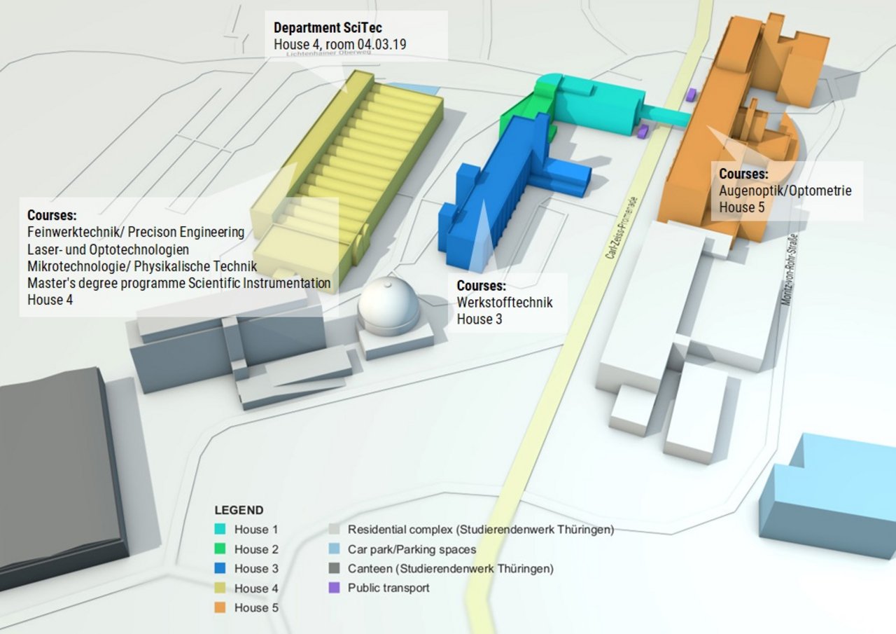 campus map department SciTec in English