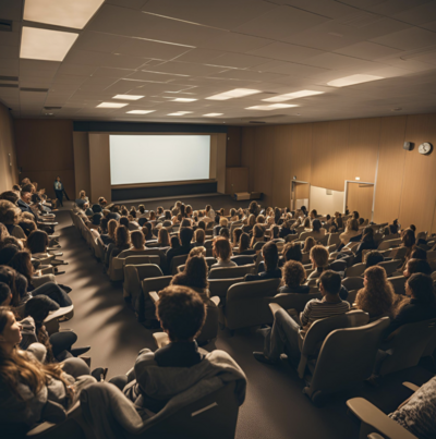 Blick in einen Hörsaal beim Hörsaalkino (​AI-generiert)