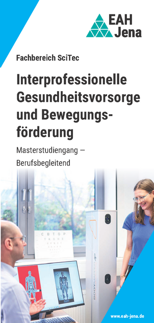 Studiengangsflyer Interprofessionelle Gesundheitsvorsorge und Bewegungsförderung M.Sc.