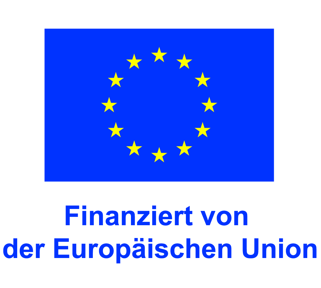 EU-Flagge mit Förderhinweis