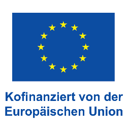 Flagge der Europäischen Union mit dem Hinweis "Kofinanziert von der EU"