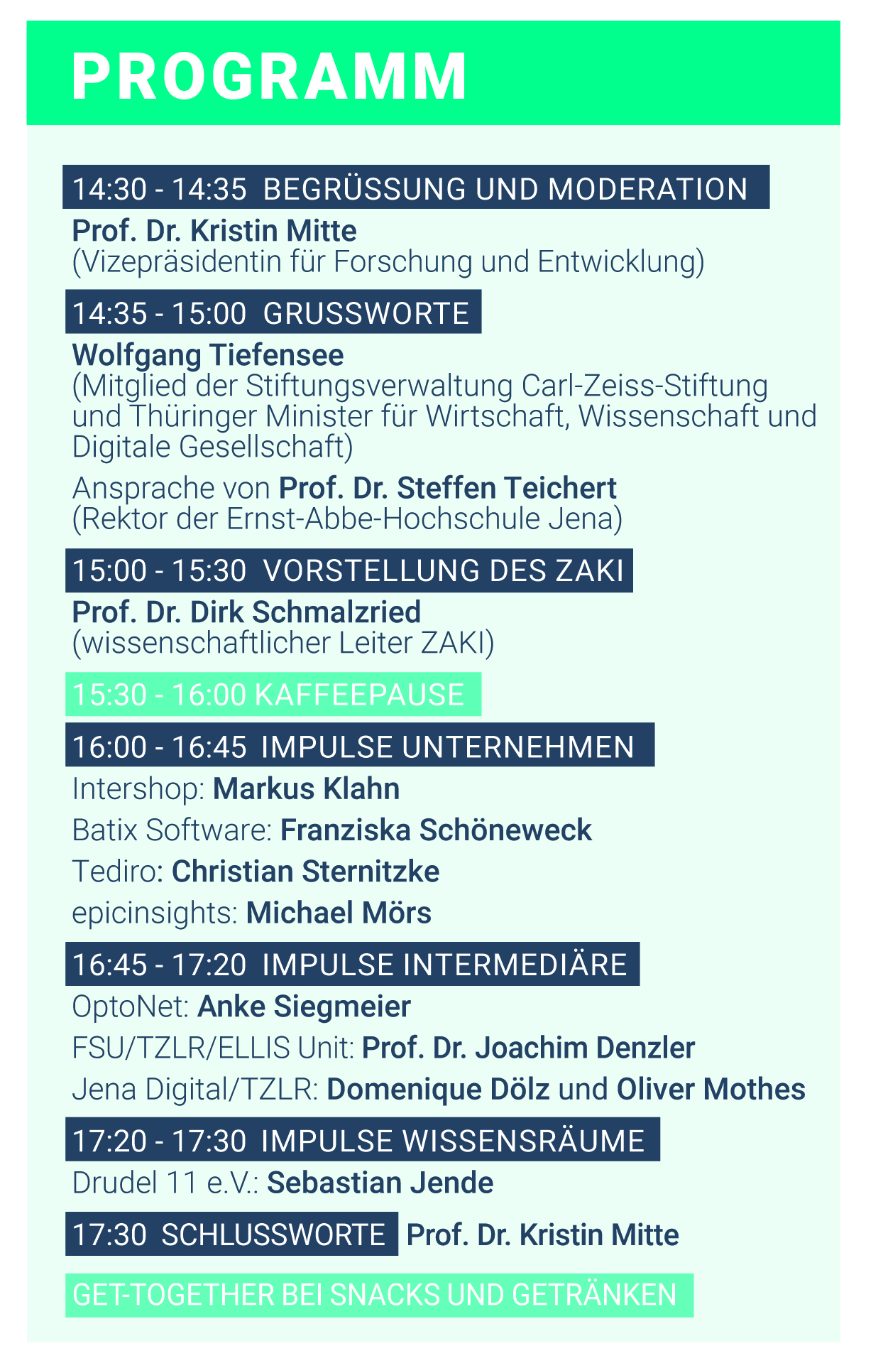 Programm ZAKI Eröffnung